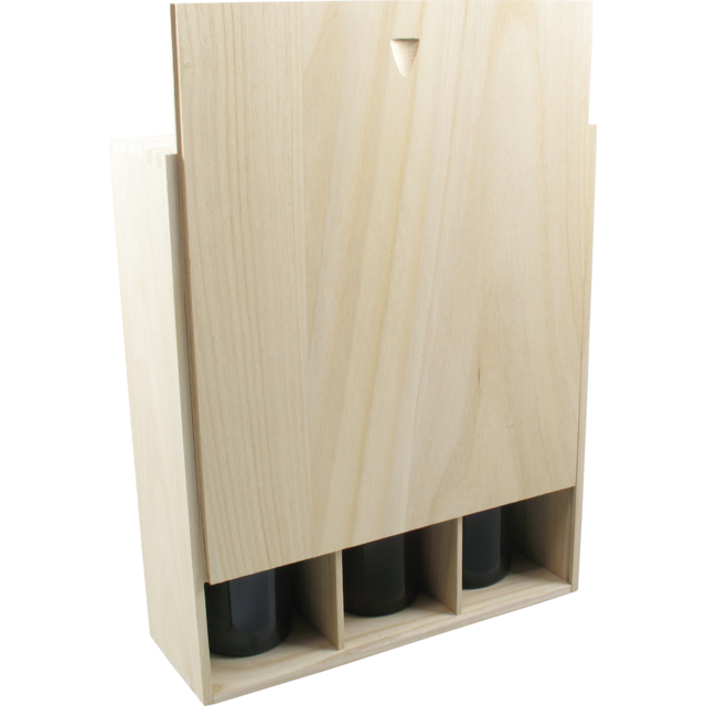 Wijnkist met dicht schuifdeksel Hout 3 fles