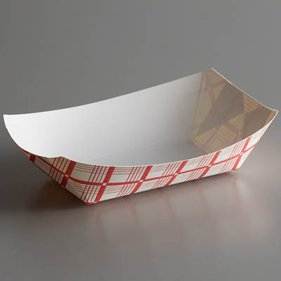 Paper Food Tray 1 Lb Red Check (4x250st/doos)  item#18701