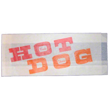Dry Wax Bag White Hot Dog / Grease Resistant "Printed" 1000 st/ds 3.5x1.5x8.5