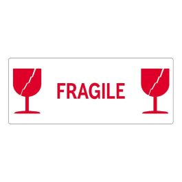 Etiket Wit/Rood "Fragile" 134x50cm (Rol a 500 stuks)