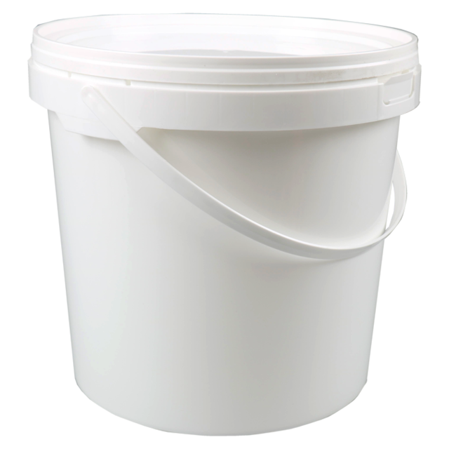 Kunststof emmer 10 liter wit met deksel (per stuk)