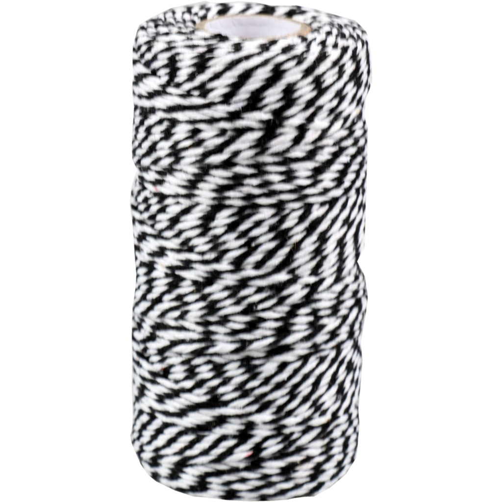 Katoen koord zwart/wit (1,5mm) Spoel a 100 meter.