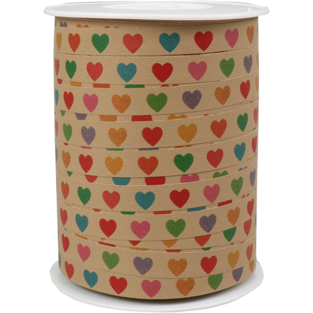 Krullint Kraft met Hartjes 10mm x 250mtr (per rol)