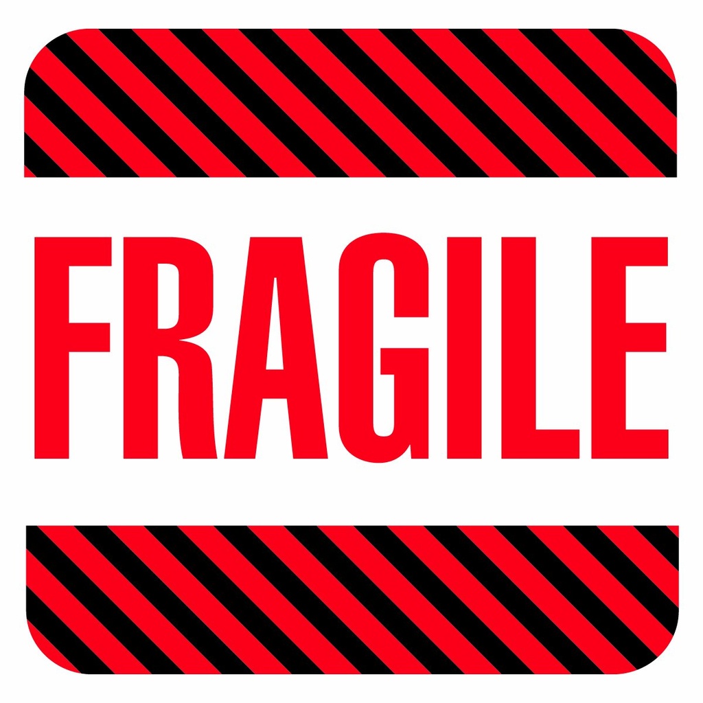 Label/Sticker "Fragile" 4x4" Red/Black (500st/rol)