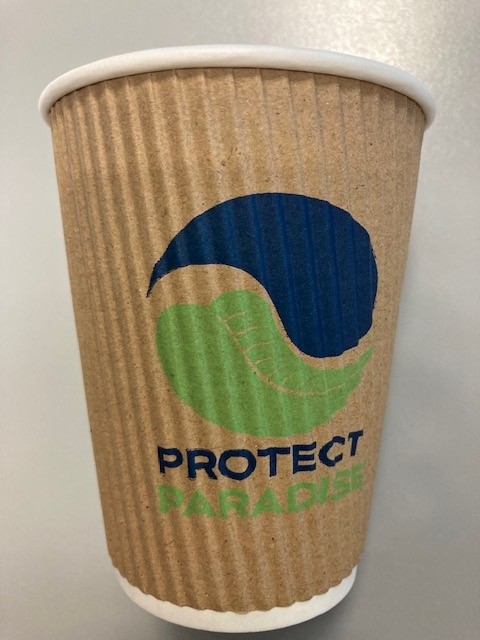 Hot Cup 12oz. Ripple Cup Brown Green Cup "Santa Barbara" custom print 500/cs