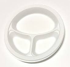 Plastic Bord / Plastic Plate 3-vak 219mm wit 360/ds 18x20st
