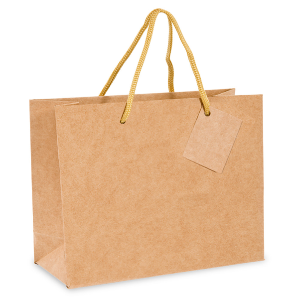Shopping Bags / Cord Handle 40+15x32cm Natural Kraft (10st/pak)