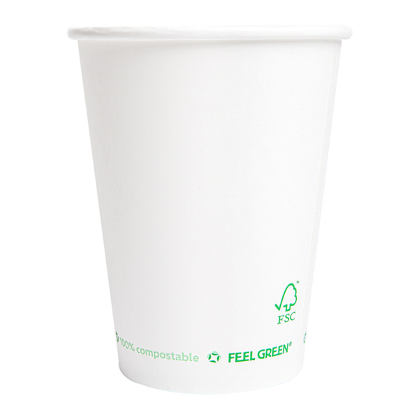 Coffee Cups Single Wall 10oz "Plastic Free" White (50pcs/pack)