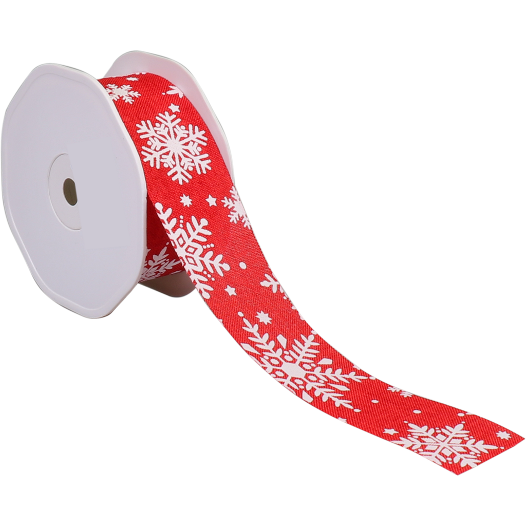 Lint Natural Sneeuwvlok Rood 38mm x 15mtr