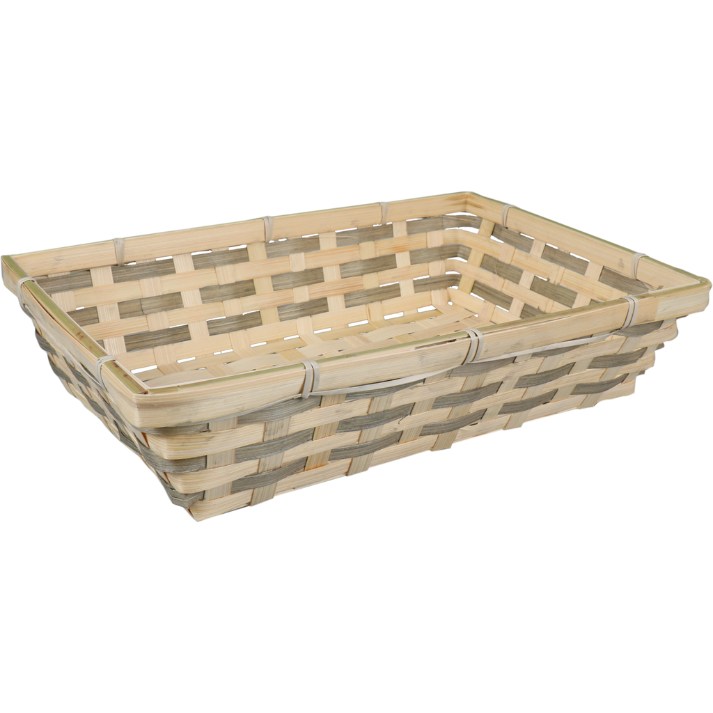 Mand rechthoekig 34x24x8cm Naturel/Grijs Bamboe (per stuk)