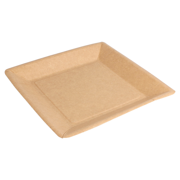 Lacquered Square Plates Natural Cardboard 18x18cm (50st/pak)