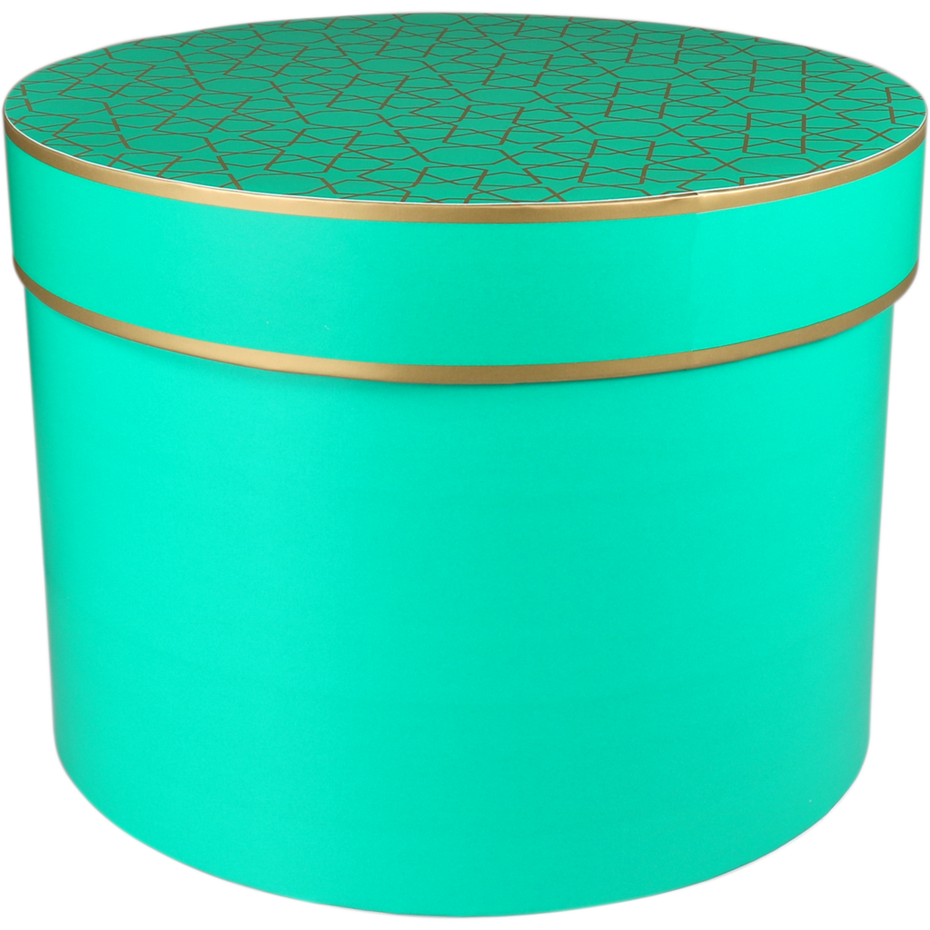 Geschenkdoos Rond Diam. 30cm Groen/Goud (per stuk)