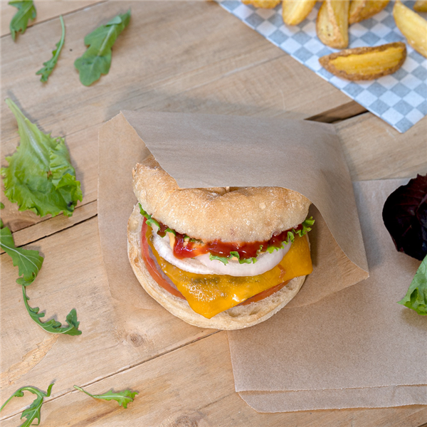 2-sides open Greaseproof paper Natural Kraft Parch 16x16,5cm (500st/pak)