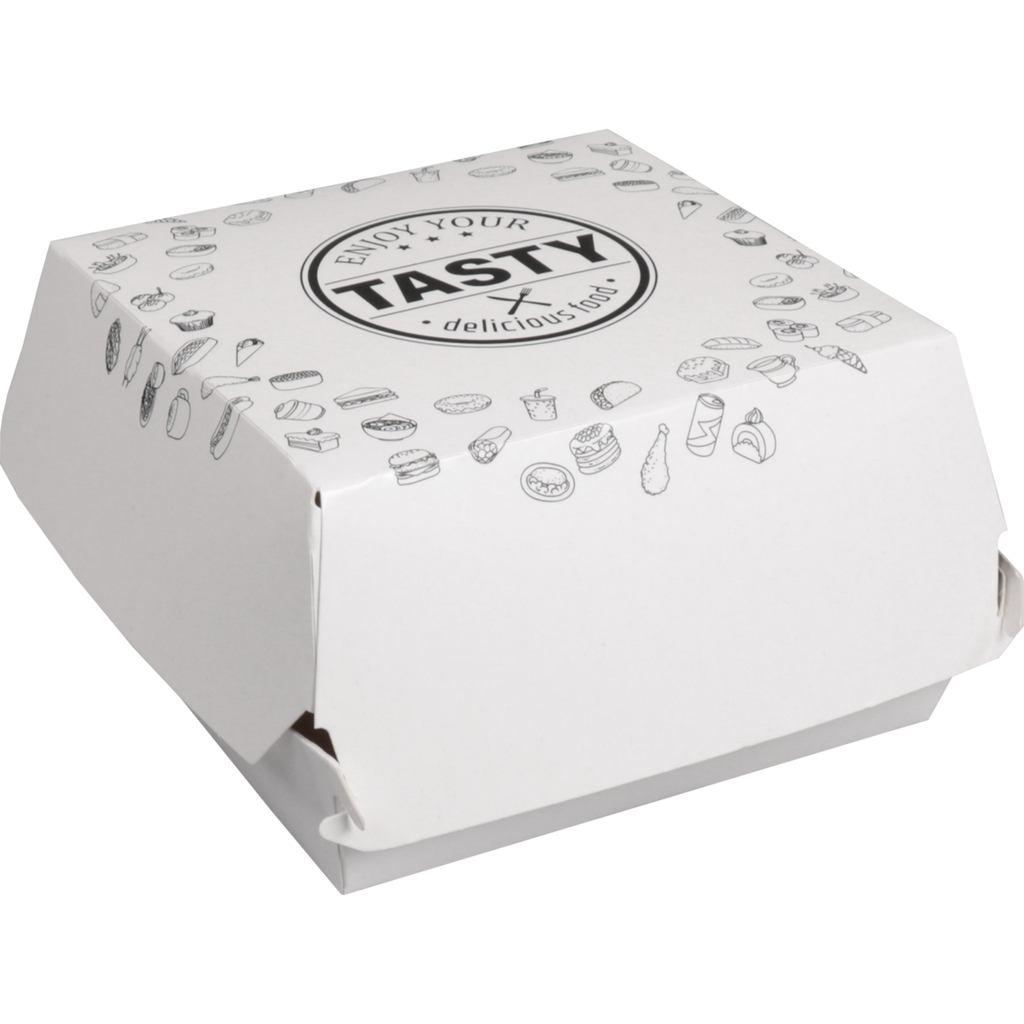 Hamburger Bakje TASTY wit karton (100st/pak)