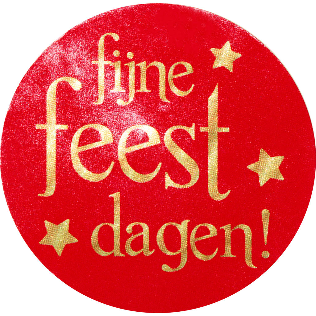 Etiket "Fijne Feestdagen" Rood/Goud Diam. 45mm (500st/rol)