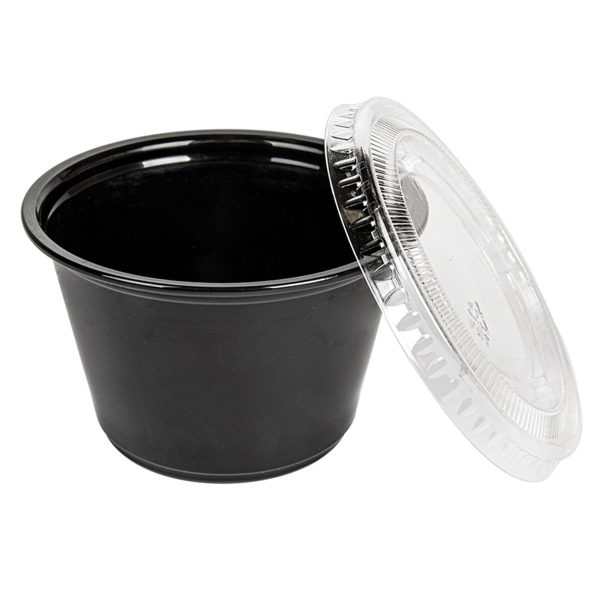 Black PP Portion Cups 4oz incl. transparent Lids (50st/pak)