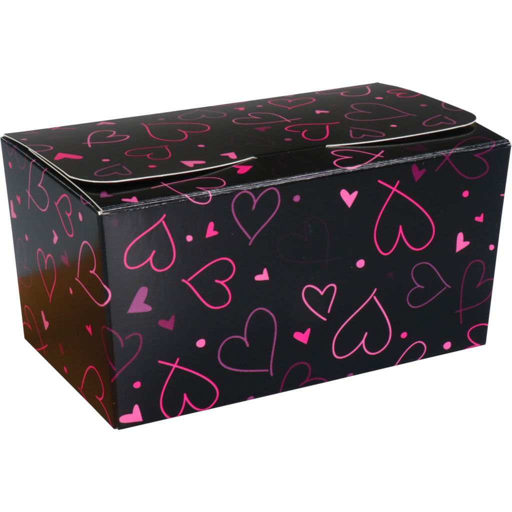 Ballotin Hearts Zwart 500gr 132x76x70mm (25st/doos)