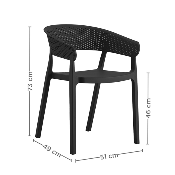 Stackable Chair "Supra-Tek" 51x49x73cm Black PP (per stuk)