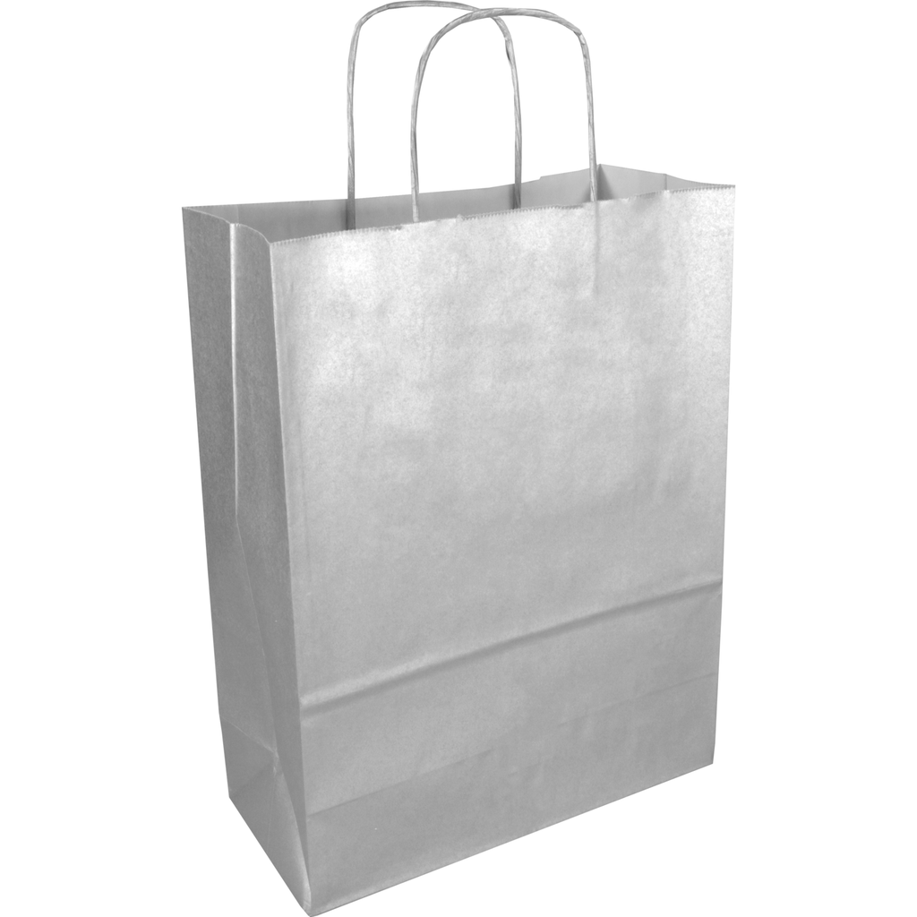 Ppapieren draagtas Zilver 26/12x35cm zilver (50st/pak)