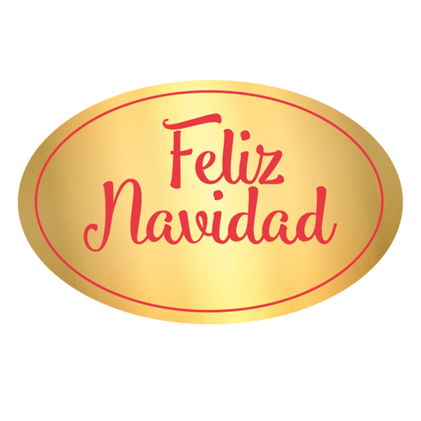 Label "Feliz Navidad" 5,5x3,5cm Gold per stuk (per label)