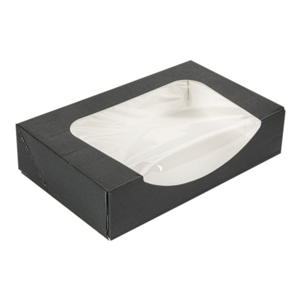 Sushi boxes met venster The Pack 19,7x12x4,5cm Black Cardboard (50st/pak)