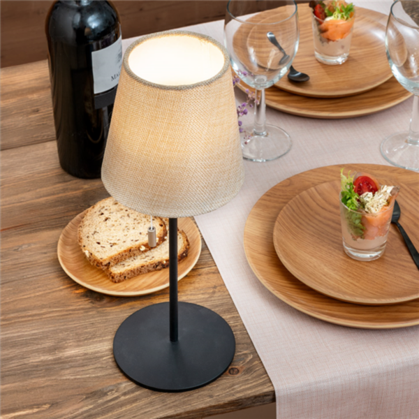 Wireless LED Lamp 3 levels 12,5x33cm Black/Natural Metal (per stuk)