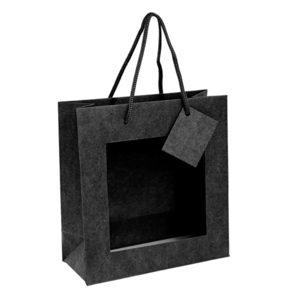 Bags with Window 18+8x19cm Black Kraft (per stuk)