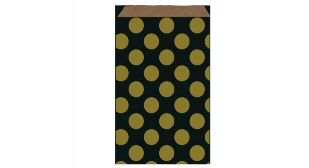 Flat Bags - Polka Dots - 19+8x35cm Black Kraft (250st/pak)