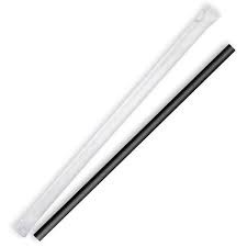 Biodegradable Vegetable Fiber Straw Black WRAPPED 19cmx7mm (100st/pak)