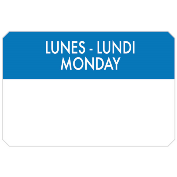 Adhesive labels "Monday" 7,5x5cm Blue (500st/rol)