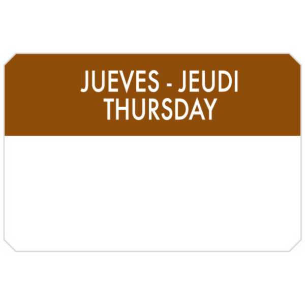 Adhesive labels "Thursday" 7,5x5cm Brown (500st/rol)