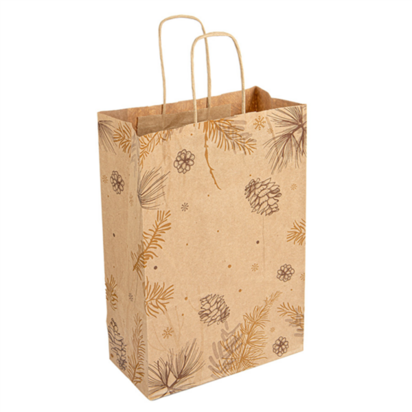 SOS Bags with Handles "Winter" 20+10x29cm Natural Kraft (250stuks/doos)