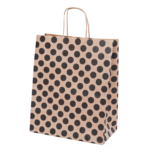 SOS bag with handles 26+14x32cm Natural Kraft Polka Dots (50st/pak)