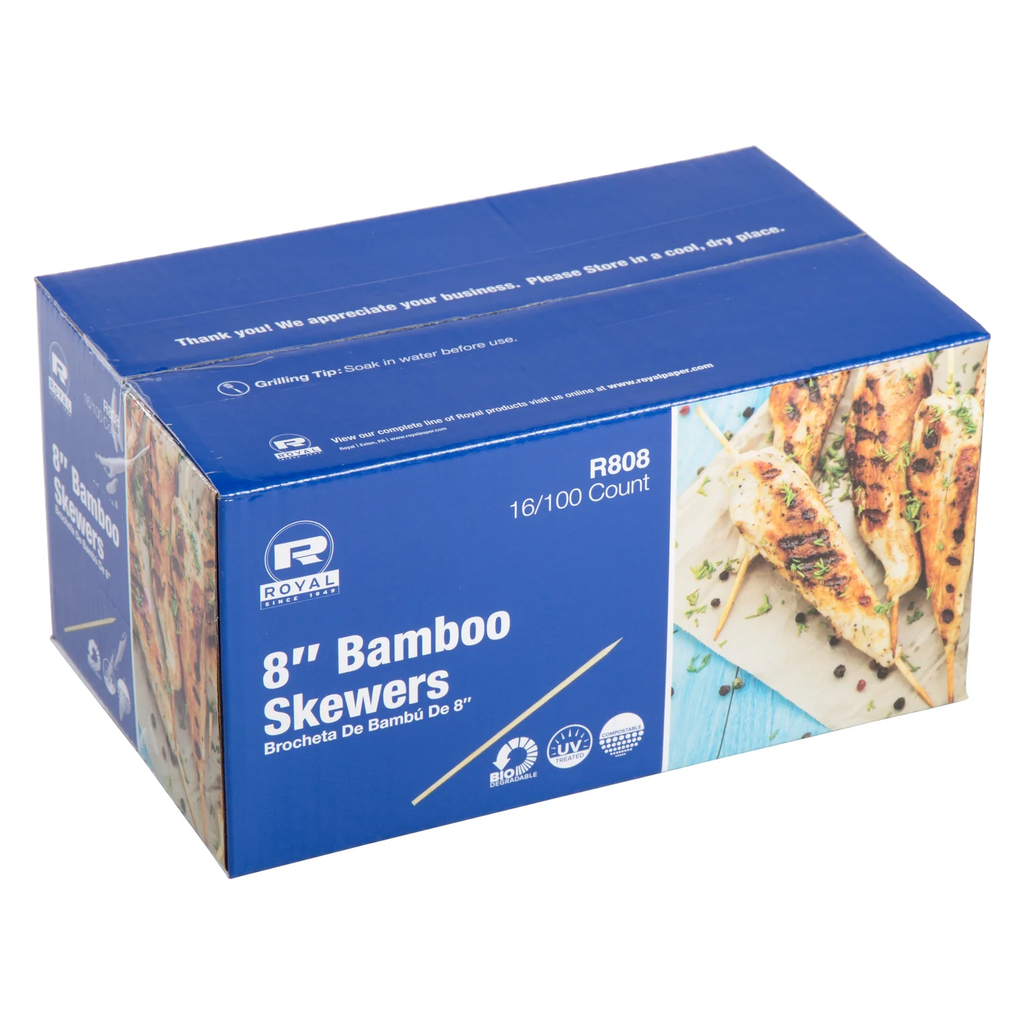 Saté stokjes / Skewers Bamboe prikker 8" per (1600 prikkers) 16x100st/pk