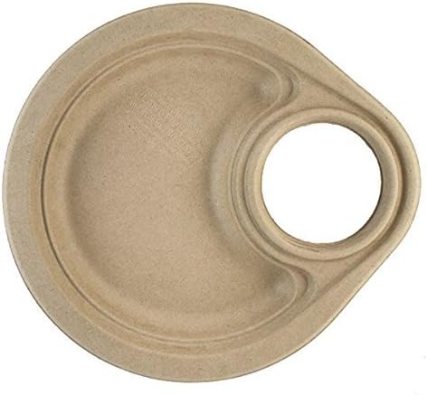7" Party Plate with wineglass holder Molded Fiber 100% Compostable (50pcs/cs)