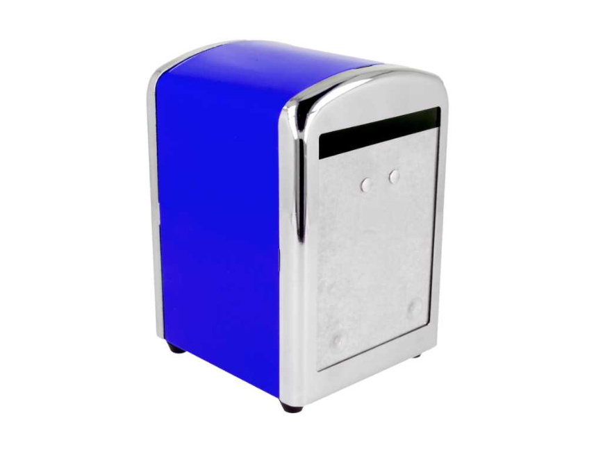 Napkin Dispenser (Mini Servis Dispenser) Stainless steel / Blue 10,5x9,7x14cm - Per Stuk