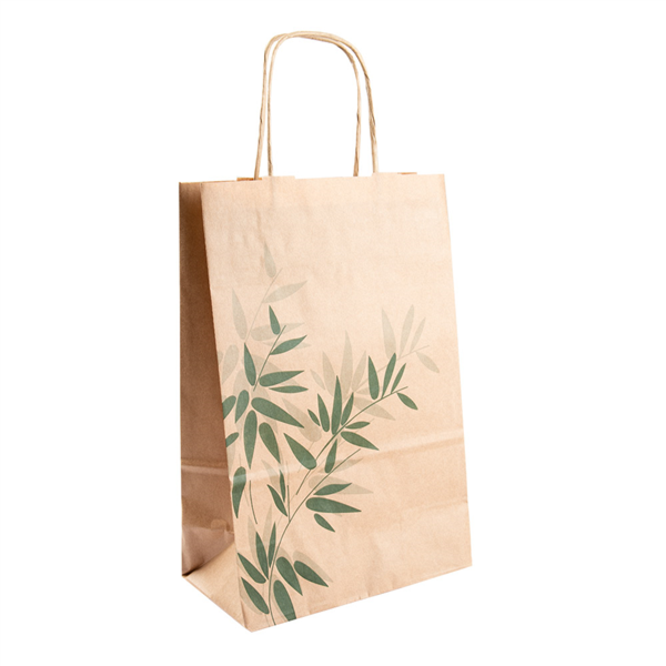 SOS Bag with handles Brown Kraft 20+10x29cm "Feel Green"  80GSM (250st/doos)