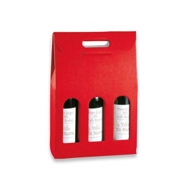 3-fles wijndoos 27x9x38,5cm Rood (per stuk)