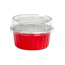 Foil bakery containers 125ml red/aluminium (100st/pak)