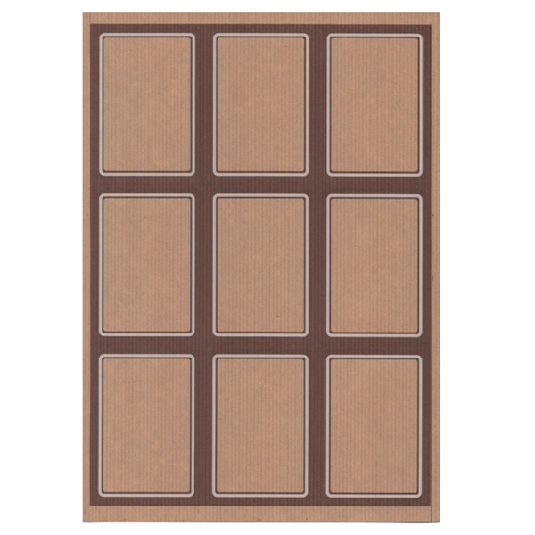100 sheets Din A4 9 rectangular labels 6,3x9cm Kraft paper
