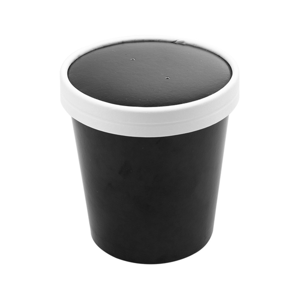 Soup Containers+Lids 480ml (16oz) Black Cardbord (25st/pak)