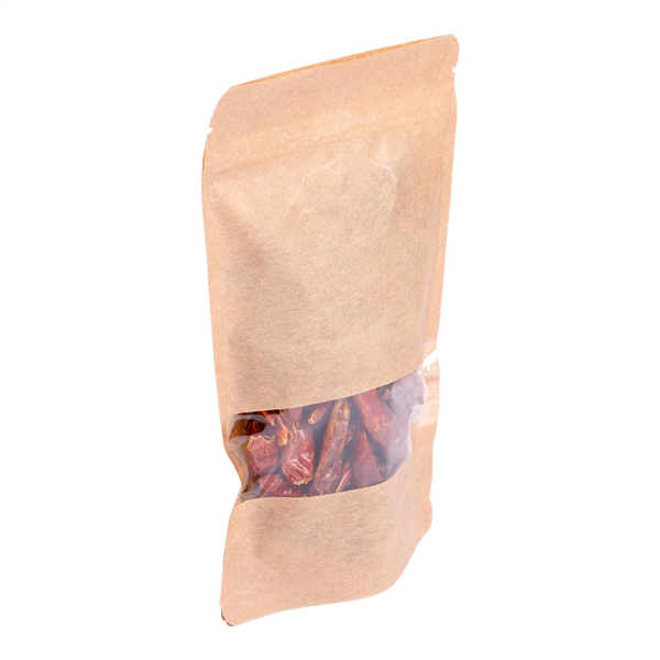 Self-Sealing Bags met venster 13+3,5x22,5cm Natural Kraft (50st/pak)