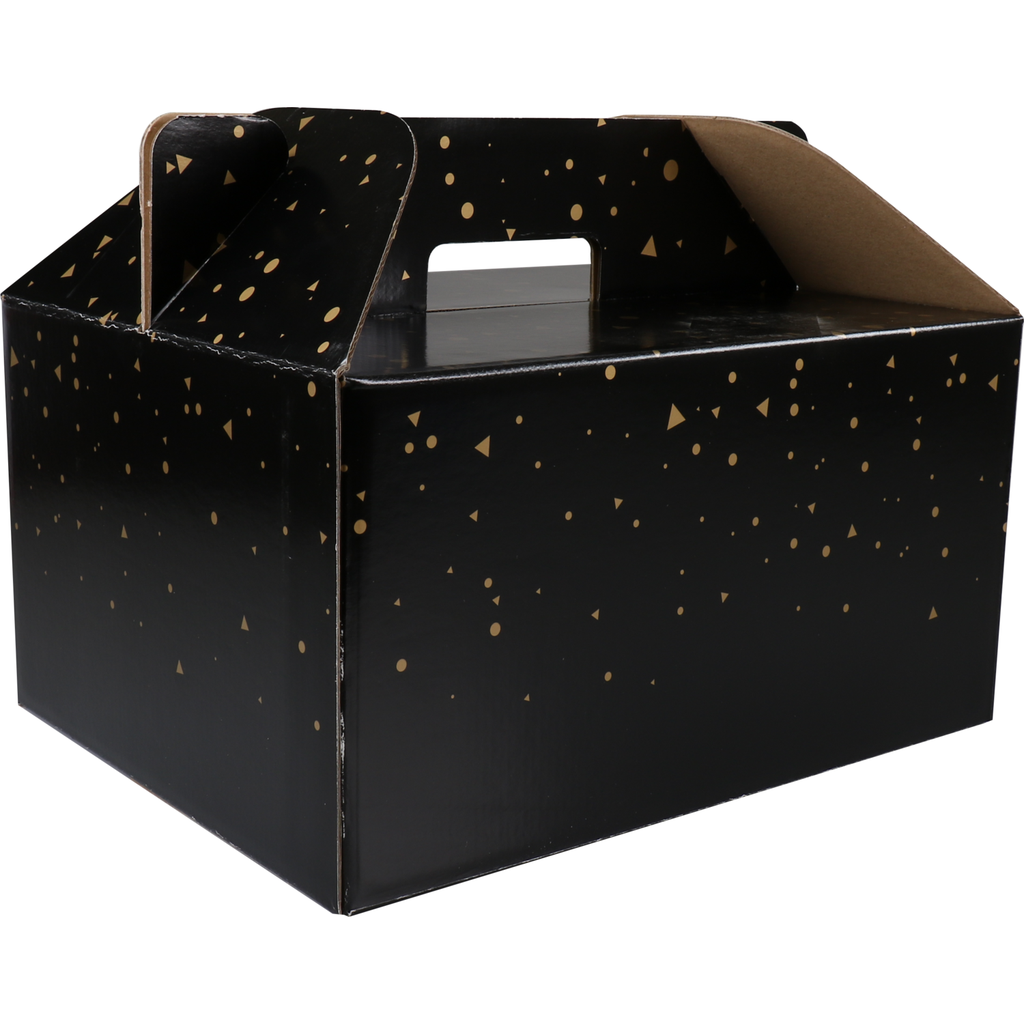 Maaltijd bezorgbox "Sparkling Stars" 330x260x170mm Zwart/Goud (per stuk)