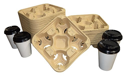 [20972FLUR] 4-slot Beverage Carrier Molded Fibre / Flurry 4-cup Holder 8-22 oz 300 PCS/CS