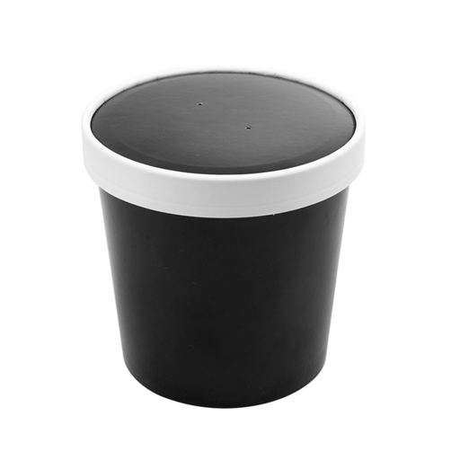 [226.44] Soup Containers+Lids 780ml Black Cardbord (25st/pak) (26oz)