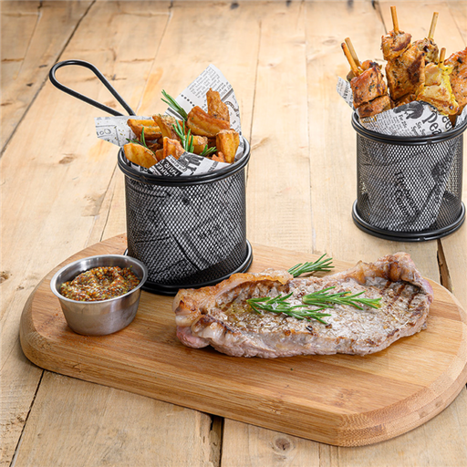 [228.78] Mini Fryers Round Black Steel 9x8cm (per stuk)