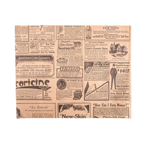 [233.26] Mini basket wrapping paper "Times" 20x25cm Natural greaseproof (1000st/pak)