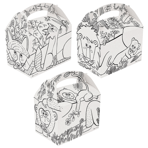 [253.02] Gable Box - Children Box - Design for colouring 17x16x10cm White Cardboard (50st/pak)