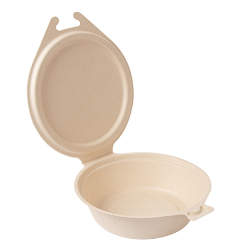 [254.17] Bionic Bowls with Lid 600ml 18x13,5x5cm Natural Bagasse (50st/pak)