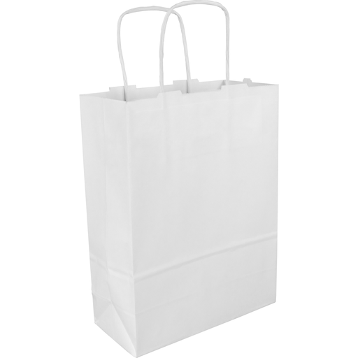 [270673] Draagtas papier 18/8x24cm Wit geribt  100st/ds
